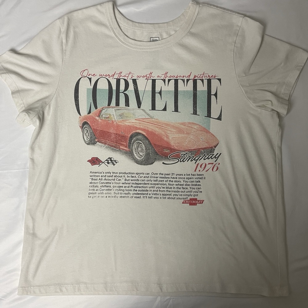 GM 1976 Corvette Stingray Graphic T Shirt Size XL Hybrid Apparel Chevrolet